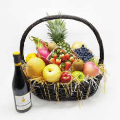 公司送禮品果籃：中型19吋名貴紅酒禮品果籃