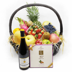 公司送禮品果籃：中型19吋紅酒、Godiva朱古力高貴禮品果籃